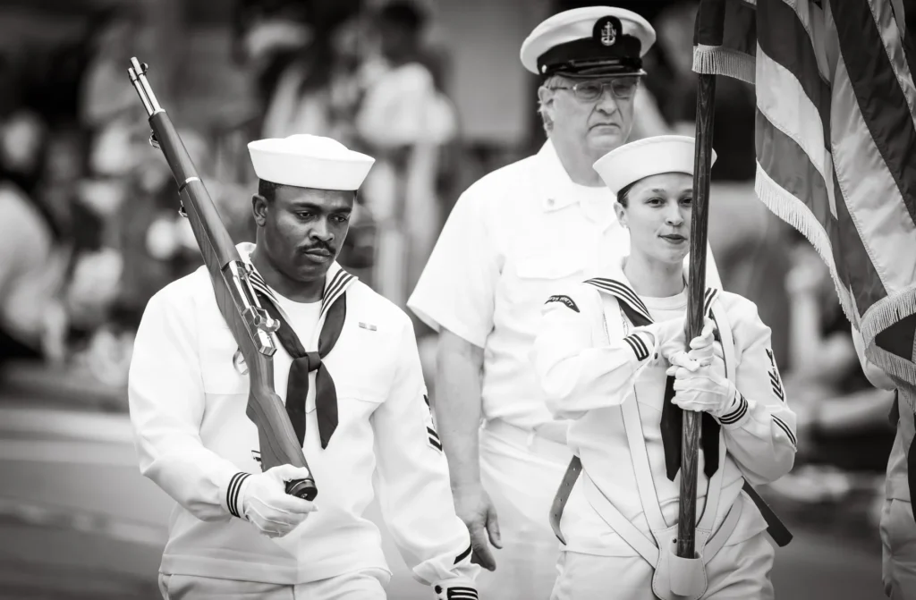 Navy body fat – Navy personnel in uniform parade formation for fitness and readiness