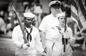 Navy body fat – Navy personnel in uniform parade formation for fitness and readiness